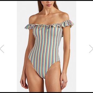 Solid and striped Amelia one piece swim su…